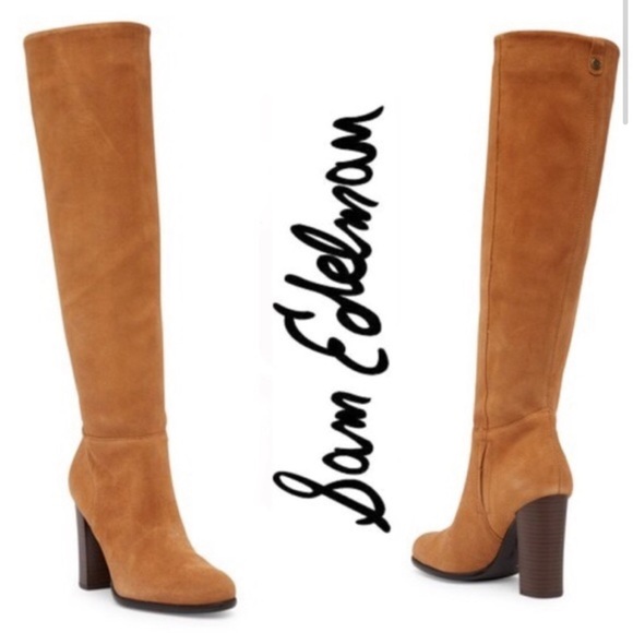 Sam Edelman Camel Suede Tan Knee-High Victoria Boots Size 8 - Picture 1 of 15